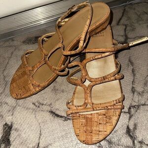 Stuart Weitzman Cork Strappy Sandals - Size 8.5